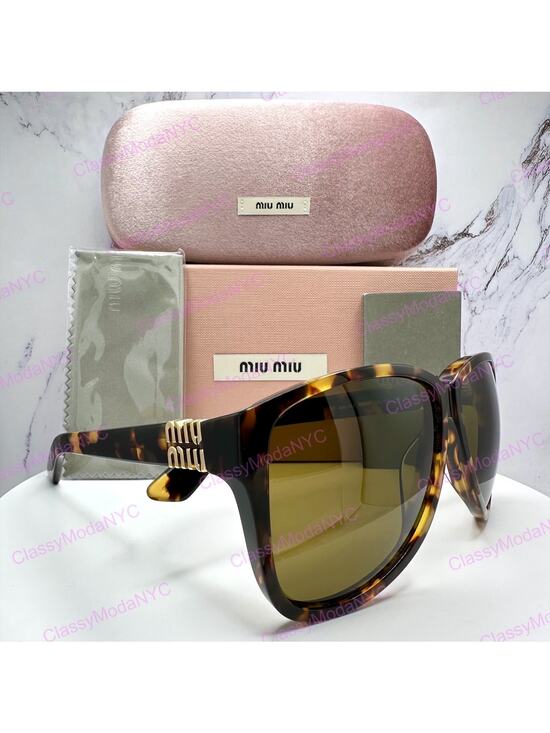 New MIU MIU Sunglasses Aviator Pilot Brown Honey Havana Tortoise main image 8